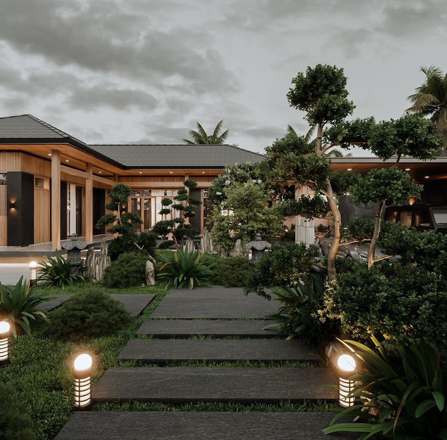 Thiết kế thi công tiểu cảnh sân vườn biệt thự Hưng Yên