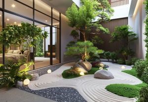 Tiểu cảnh giếng trời khô 2025